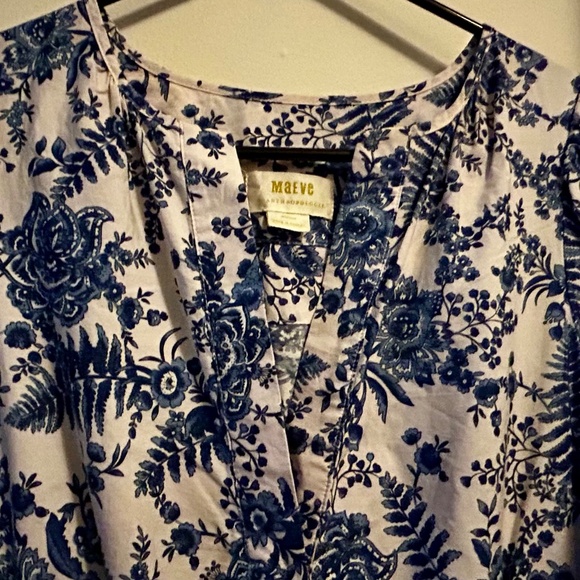 Maeve Anthropologie Blue and White Floral Maxi Dress Medium - Picture 5 of 7